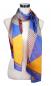 Preview: Scarf 100% Silk Satin Brown Yellow Blue Geometrical